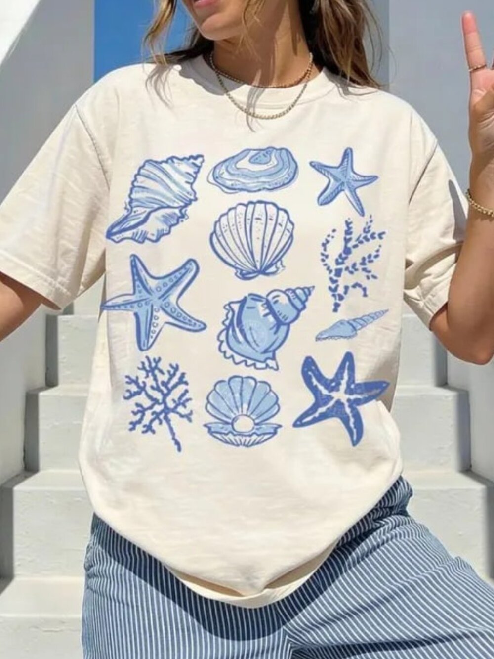 Graphic Seashell Shirt, Beach Shirt, Ocean Lover Gift